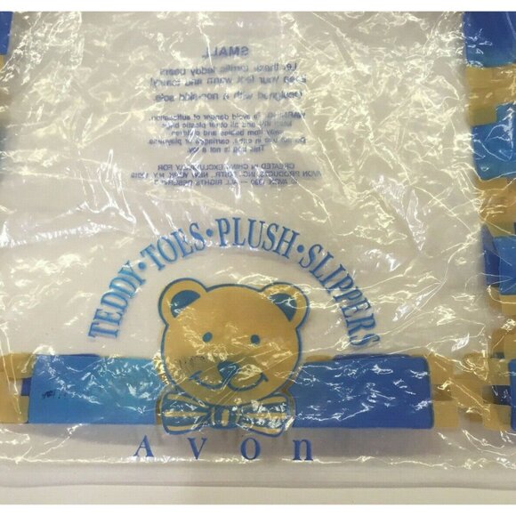 Avon Teddy Toes Plush Slippers -  White Blue Eyed Bunnies- Rabbit Slippers - SMA - Picture 4 of 5